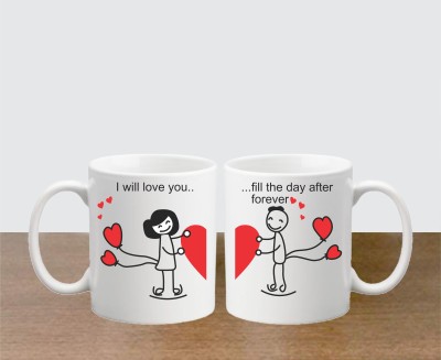 Love And Joy I Will Love You His and Hers Coffees-Matching Couples Set, Valentines Day Gifts,Boyfriend Gifts,Husband Gifts,For Him and Her Gifts,His and Hers Gifts,Couples Gifts,Relationship Gifts Ceramic Coffee Mug(250 ml, Pack of 2)