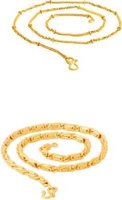 shankhraj mall 2-Piece Gold Chain Set for Men, Women, Boys, and Girls Gold-plated Plated Metal Chain