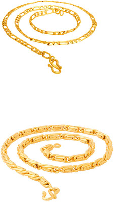 shankhraj mall Gold Necklace Chain for Men, Boys, Women, and Girls(pack of 2 chain combo) Gold-plated Plated Alloy Chain