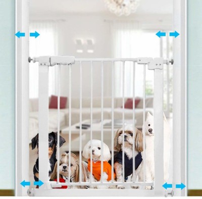 PETS EMPIRE Retractable Pet Gate, Extra Wide Baby Gate with Cat Door, Indoor Metal White Pressure Mounted Dog Gates(White)