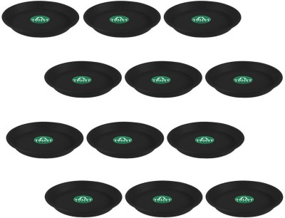 TrustBasket UV Treated Round Bottom Tray/Plate/Saucer Suitable for 10 inch Round Plastic Pot (Black Color) - Set of 12 Plant Container Set(Pack of 12, Plastic)