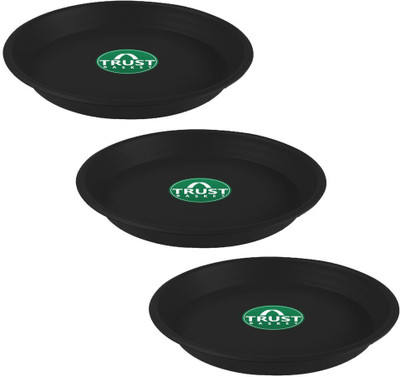 TrustBasket UV Treated Round Bottom Tray Black 8 Inch Color Plastic Plant Container Set (Pack of 3, Plastic) Plant Container Set(Pack of 3, Plastic)