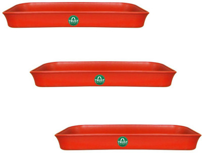 TrustBasket UV Treated Rectangular Bottom Tray Terracota Color Plastic Plant Container Set(Pack of 3, Plastic)