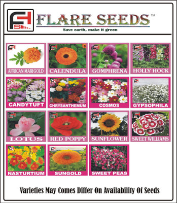 FLARE SEEDS Flower Seeds Combo 15 Varieties Seeds Seed(35 per packet)