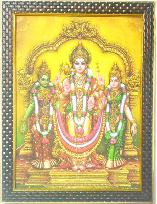 FRAMTASTIC LORD MURUGAN WITH DEVASENA AND VALLI Religious Frame