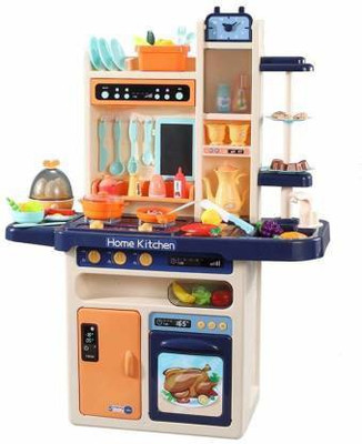 Jay Shree Gopal 65 PCS Spraying Mist Kitchen Set with Lights, Sound, Sink, Water, Steam Accessories Set with Light and Sound for Children