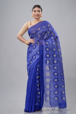 DipDiya Woven Handloom Art Silk Saree(Blue)
