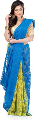 Desh Bidesh Woven Bollywood Handloom Pure Cotton Saree(Blue)