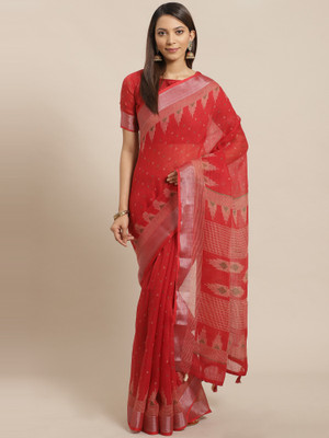 Divastri Printed Daily Wear Pure Silk Saree(Red)