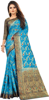BHUVA BROTHERS Woven Banarasi Cotton Silk Saree(Multicolor)