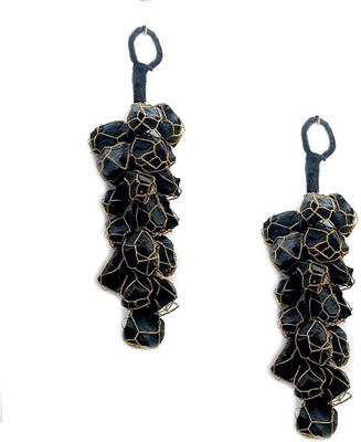 AIR9999 Set of 2 Black Tourmaline Rough Chunks Vaastu Door Hanging for Protection from Negative Energy & Evil Eyes Decorative Showpiece  -  15 cm(Crystal, Black)