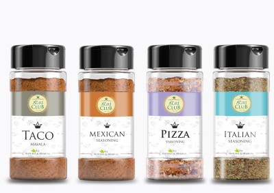 AGRI CLUB Kitchen Spices Pack of 4 (Pizza Seasoning 30gm,Taco Seasoning40gm,Mexican Seasoning 50gm,Italion Seasoning 30gm)(4 x 37.5 g)