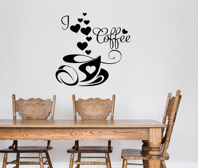 WALLDECORS 60.96 cm COFFEE TIME IMAGE Self Adhesive Sticker(Pack of 1)