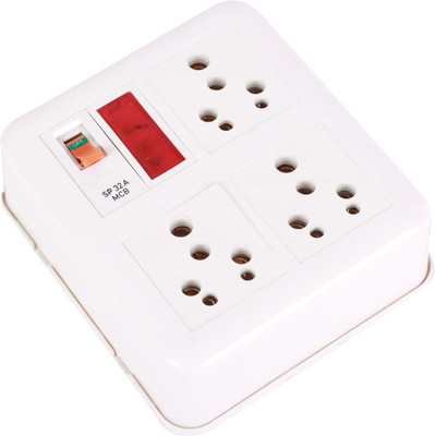 BAHUL ASSEMBLED BOARD CONTAINS 3 Sockets(15 Amp), 1 Anchor /CONA MCB (32 Amp) with 4 Metre Chord WITH POWER BIG PLUG 3  Socket Extension Boards(White, 4 m)