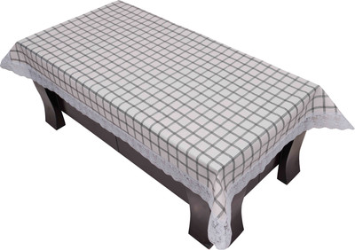 LITHARA Checkered 4 Seater Table Cover(White, Polyester)