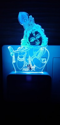 Super Ajanta 2070 Lord Krishna With Bansari 3D Illusion Night Lamp Comes with 7 Multi-Color and Perfect Laser Cut Design Night Lamp(10 cm, Multicolor)
