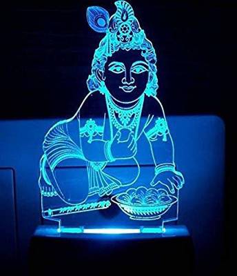 Super Ajanta 2065 Lord Krishna with laddu 3D Illusion Night Lamp Comes with 7 Multi-Color and Perfect Laser Cut Design Night Lamp