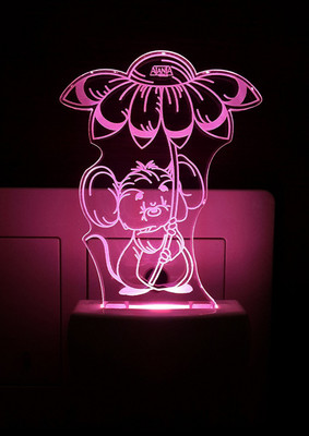 Super Ajanta 2058 RAT 3D Illusion Night Lamp Comes with 7 Multi-Color and Perfect Laser Cut Design Night Lamp(10 cm, Multicolor)