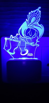 Super Ajanta 2100 Krishna Design 3D Illusion Night Lamp Comes with 7 Multi-Color and Perfect Laser Cut Design Night Lamp(10 cm, Multicolor)