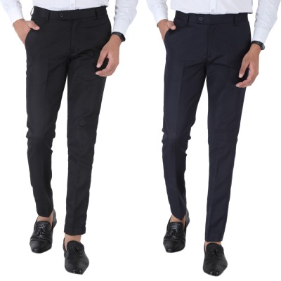 SREY Slim Fit Men Black Trousers