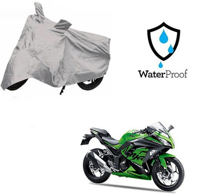 SRENTERPRISES Two Wheeler Cover for Kawasaki(Ninja 300, Silver)