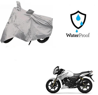 MOTOWORLD Waterproof Two Wheeler Cover for TVS(Apache RTR 180, Silver)