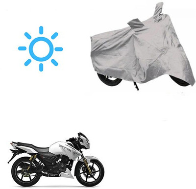MOTOWORLD Waterproof Two Wheeler Cover for TVS(Apache RTR 180, Silver)