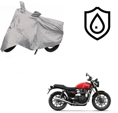 SRENTERPRISES Two Wheeler Cover for Triumph(Twin spark, Silver)