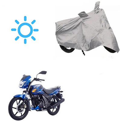 MOTOWORLD Waterproof Two Wheeler Cover for TVS(Flame SR125, Silver)