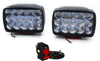 ERHIndia LED Fog Lights for Bikes and Cars High Power, Heavy clamp and Strong ABS Plastic. (15 led Pair with Switch Fog Lamp Motorbike LED (10 V, 10 W)(Universal For Bike)