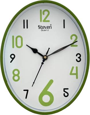 steven quartz llp Analog 23 cm X 23 cm Wall Clock  (Green, With Glass)