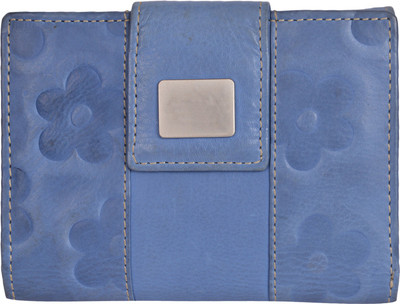 Leatherman Fashion Girls Blue Genuine Leather Wallet(8 Card Slots)
