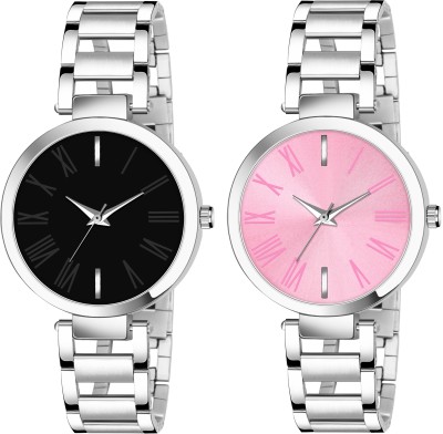 Blue Pearl Black and Pink Dial Girls Analog Watch  - For Women