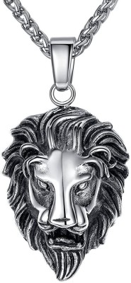 the jewelbox Lion Dragon Rhodium Stainless Steel Pendant Set