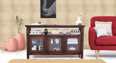 

Urban Ladder Rhodes Solid Wood Crockery Cabinet(Finish Color - Teak)