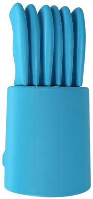 Cosmosgalaxy Stainless Steel Kitchen Knife Set with Plastic Knife Holder, 7 Pieces, Blue Plastic, Steel Knife Set(Pack of 7)
