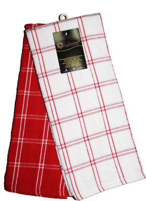 Lushomes Red Cotton Kitchen Linen Set(Pack of 2)