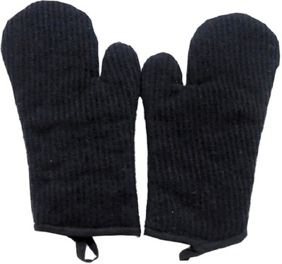 Tidy Black Cotton Kitchen Linen Set(Pack of 2)