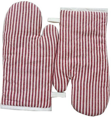 Tidy Red, White Cotton Kitchen Linen Set(Pack of 2)