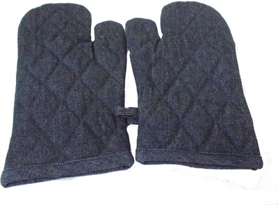 Tidy Black Cotton Kitchen Linen Set(Pack of 2)