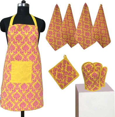 

Lushomes Pink Cotton Kitchen Linen Set(Pack of 8)