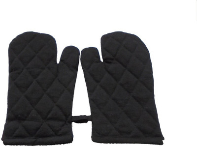 Tidy Black Cotton Kitchen Linen Set(Pack of 2)