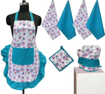 

Lushomes Light Blue Cotton Kitchen Linen Set(Pack of 8)