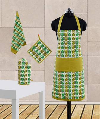 Dekor World Green Cotton Kitchen Linen Set(Pack of 4) Dekor World Green Cotton Kitchen Linen Set(Pack of 4)