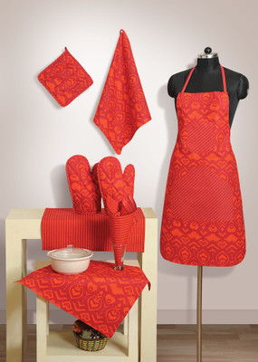 

Swayam Red, Orange Cotton Kitchen Linen Set(Pack of 8), Orange;red