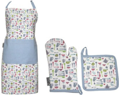 Rhome Blue Cotton Kitchen Linen Set(Pack of 3)