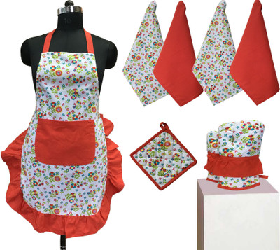 

Lushomes Orange Cotton Kitchen Linen Set(Pack of 8)
