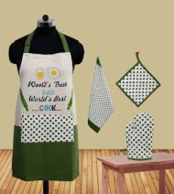 FUN CLUB Green Cotton Kitchen Linen Set(Pack of 4)