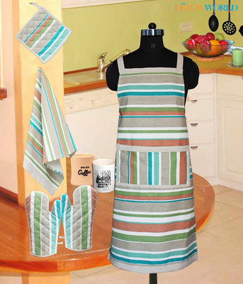 Dekor World Green Cotton Kitchen Linen Set(Pack of 4) Dekor World Green Cotton Kitchen Linen Set(Pack of 4)