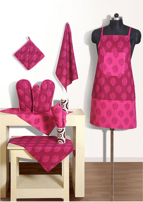 

Swayam Pink Cotton Kitchen Linen Set(Pack of 8)